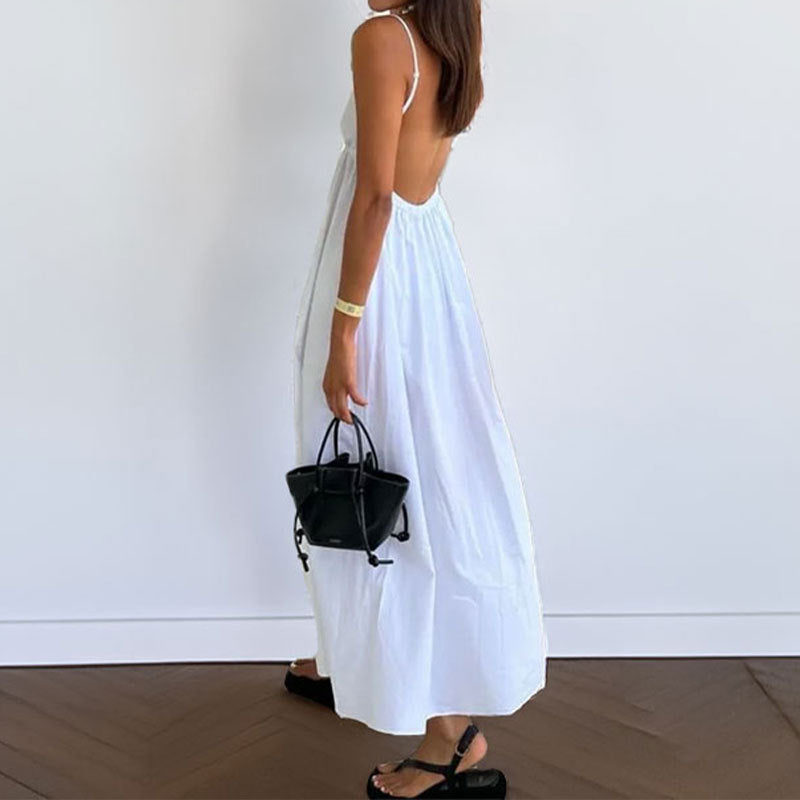 Damen Maxikleid mit tiefem Rücken und schwingendem Saum Drune