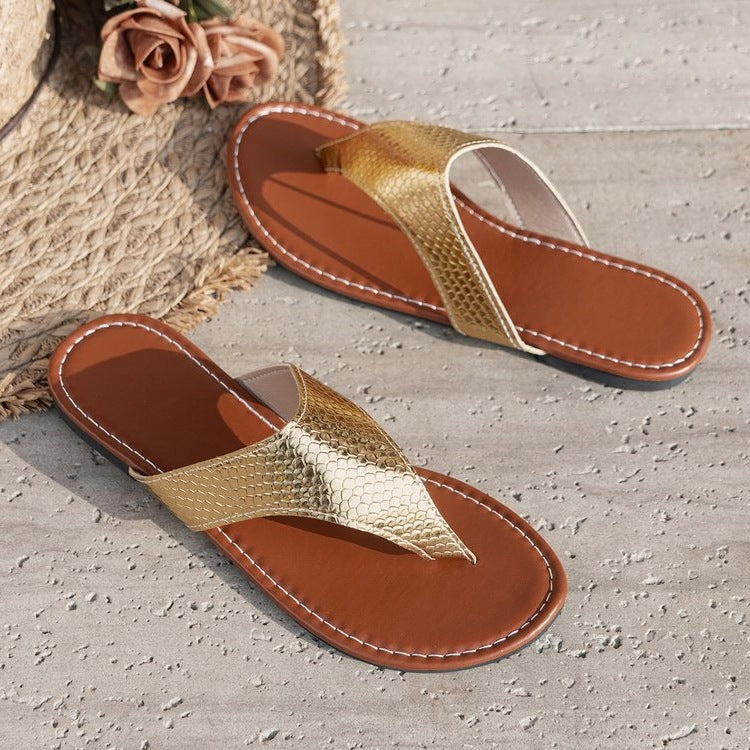 Damen elegante Zehentrenner-Sandalen mit geflochtenen Riemen Drune