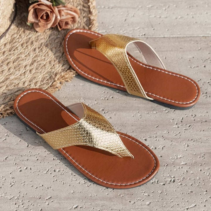 Damen elegante Zehentrenner-Sandalen mit geflochtenen Riemen Drune