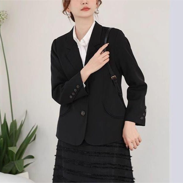Damen eleganter Blazer mit feinen Knopfdetails und taillierter Silhouette Drune