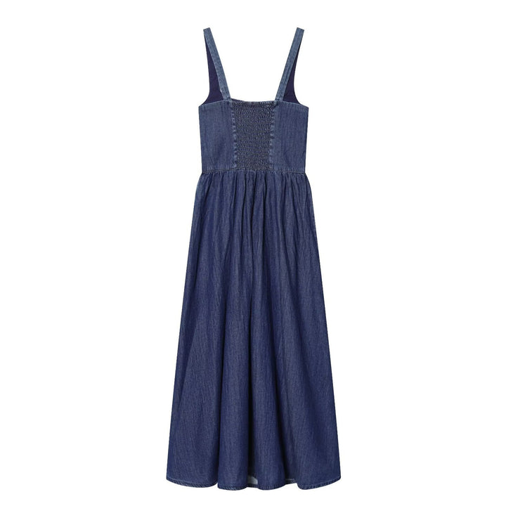 Damen Jeans Maxikleid mit romantischem Schnitt und Rüschendetails Drune