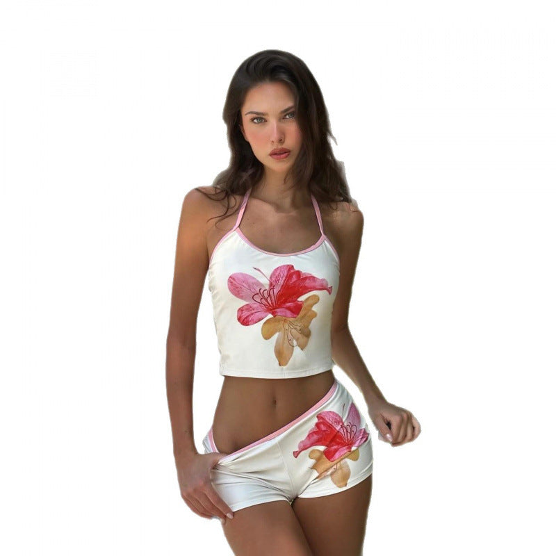 Damen Oberteil und Shorts-Set mit floralen Druck Drune