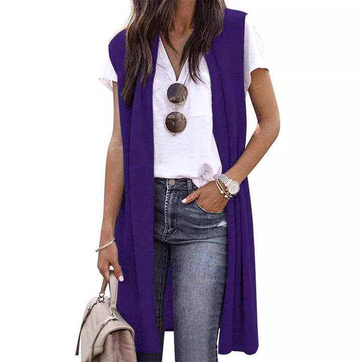 Damen offene Strickjacke mit lässigem Schnitt und langen Seitenpartien Drune