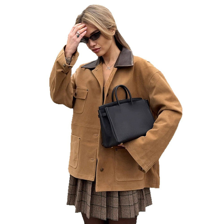 Damen Lässig geschnittene Wildlederjacke Drune