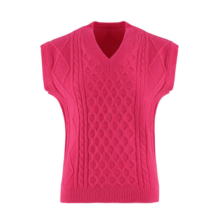 Damen Strickweste mit V-Ausschnitt und Kabelmuster Drune