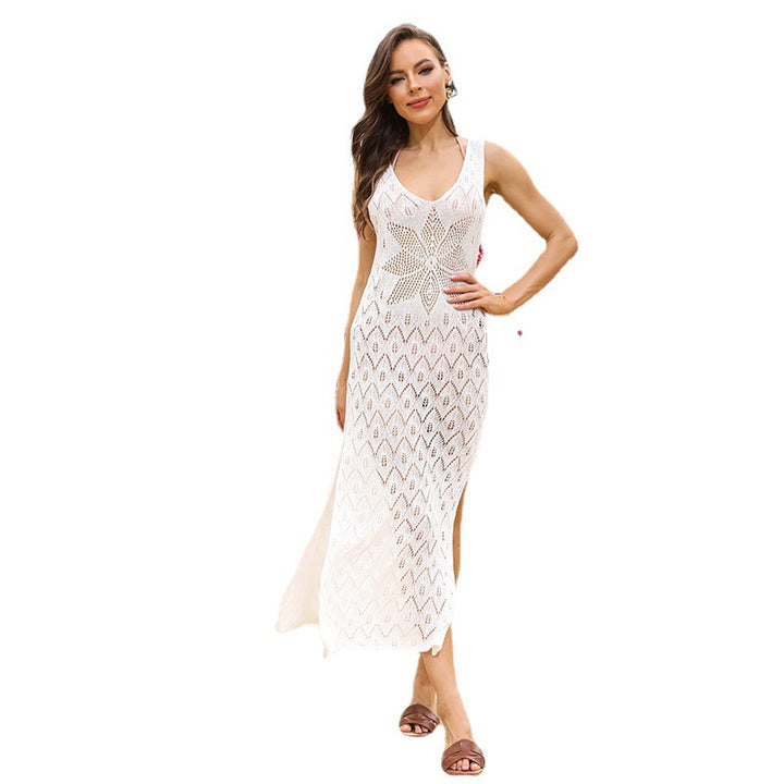 Damen elegantes Häkelkleid mit tiefem Ausschnitt Drune