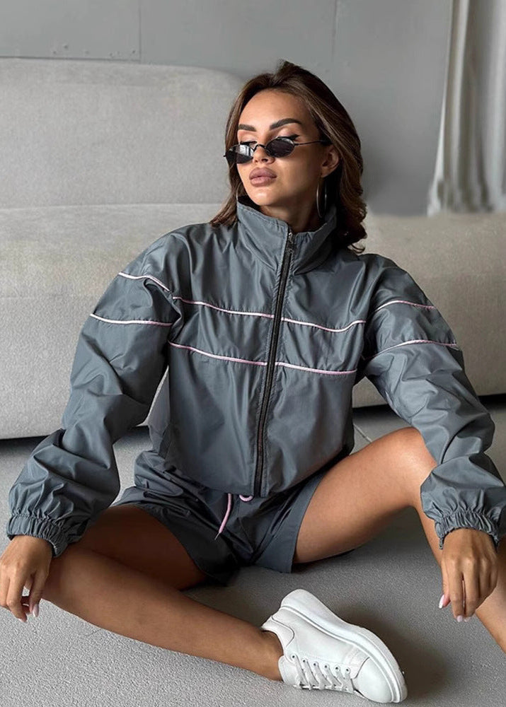 Drune | Windbreaker Set – Übergroße Zip-Jacke & Hochbund-Shorts