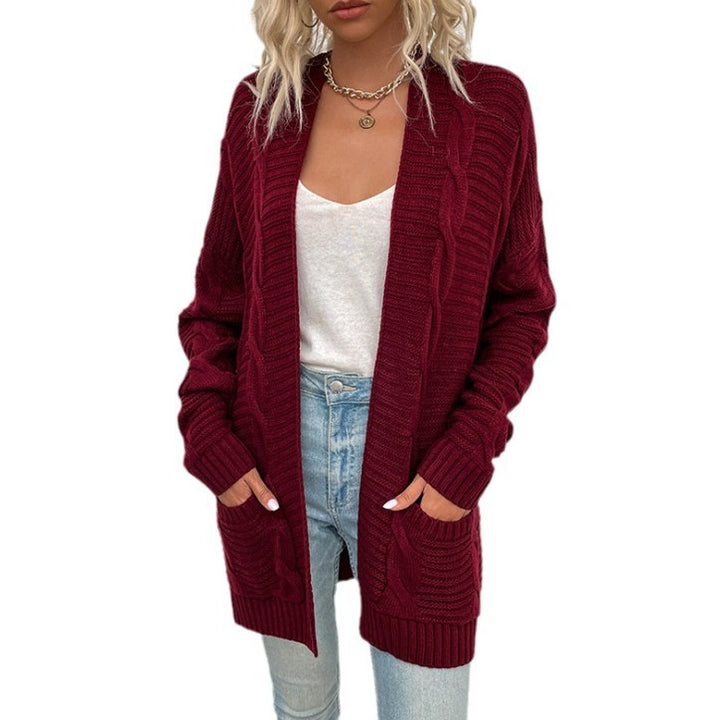 Damen Strickjacke mit tiefem V-Ausschnitt und Taschen Drune