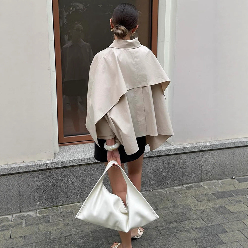 Damen lässige Übergangsjacke mit modischen Cape-Ärmeln Drune