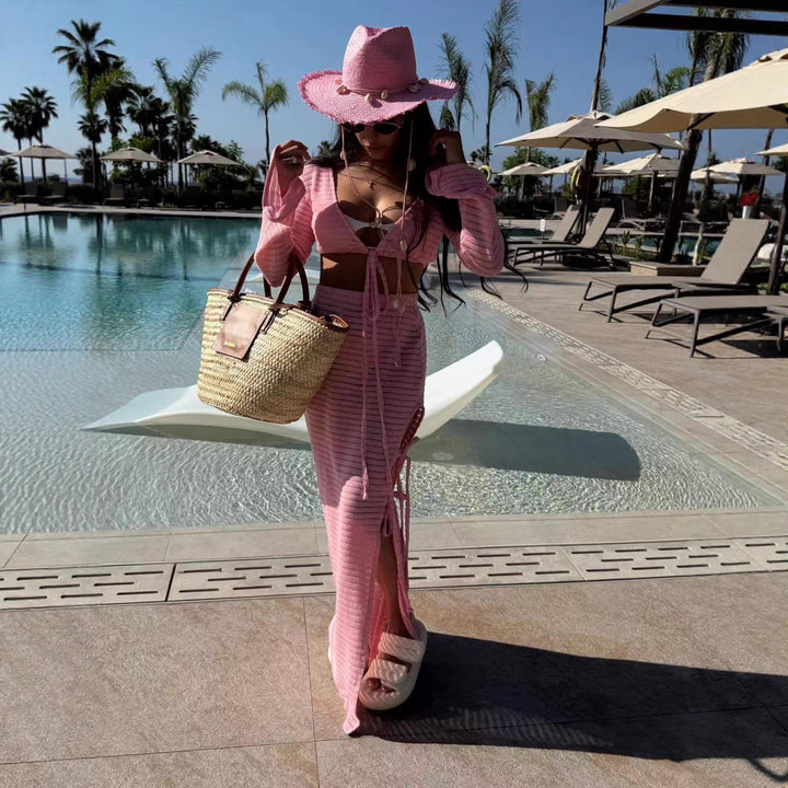 Damen bezauberndes strandtaugliches Outfit mit Cropped Top und Maxiröcke Drune