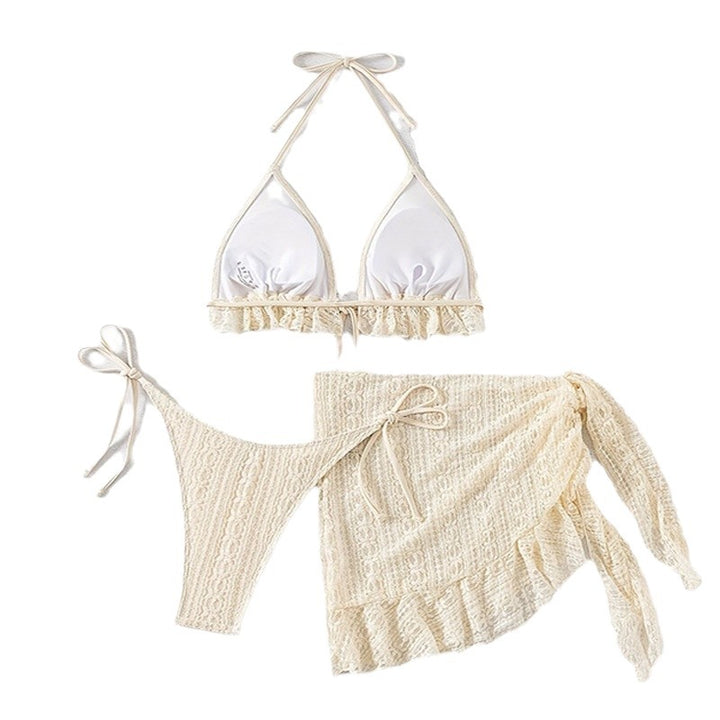 Damen Triangel-Bikini mit verspieltem Rüschendesign und passendem Wickelrock Drune