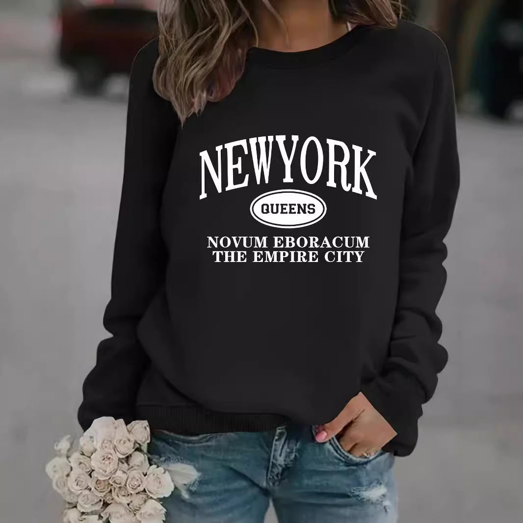 Damen Sweatshirt mit stylischem New Yorker Schriftzug Drune