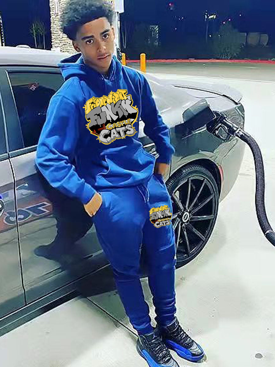 Damen lässiger Hoodie- und Jogginghose-Set mit kreativem Grafikdesign Drune