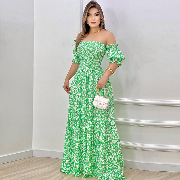 Damen Luftiges Maxikleid mit schulterfreiem Design und Rüschendetails Drune