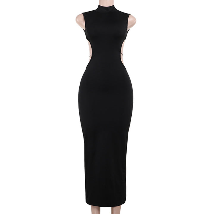 Damen Figurbetontes Maxikleid mit hohem Kragen und seitlichen Cut-Outs Drune