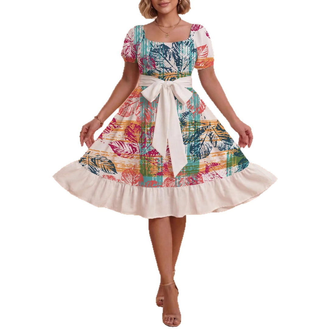 Damen Verspieltes Maxikleid mit Bärenmuster und taillierbarem Band Drune
