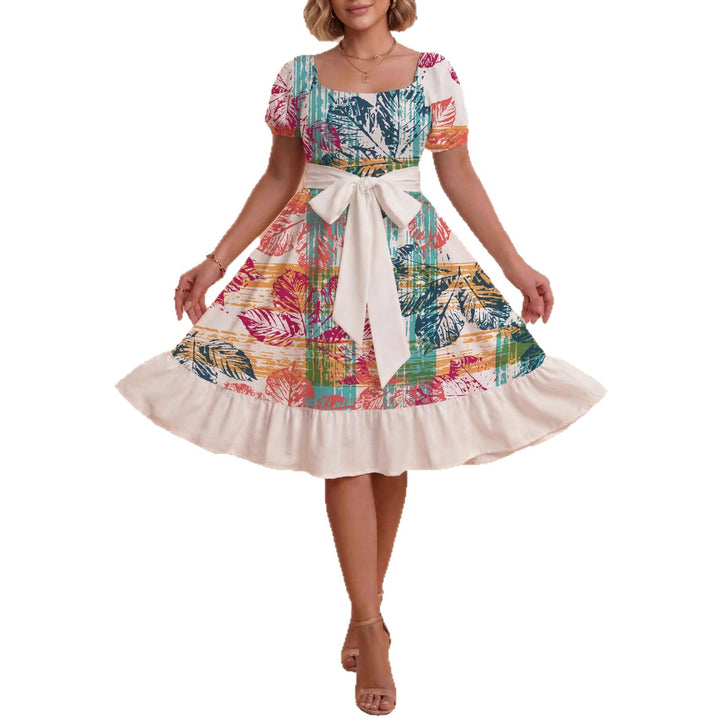 Damen Verspieltes Maxikleid mit Bärenmuster und taillierbarem Band Drune
