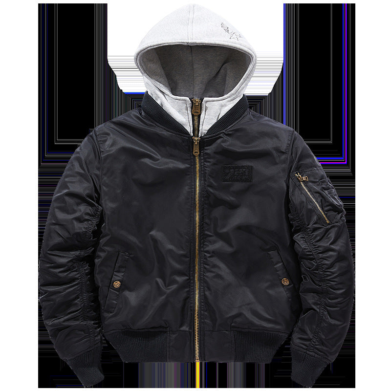 Herren Bomberjacke mit abnehmbarer Kapuze und praktischen Taschen Drune