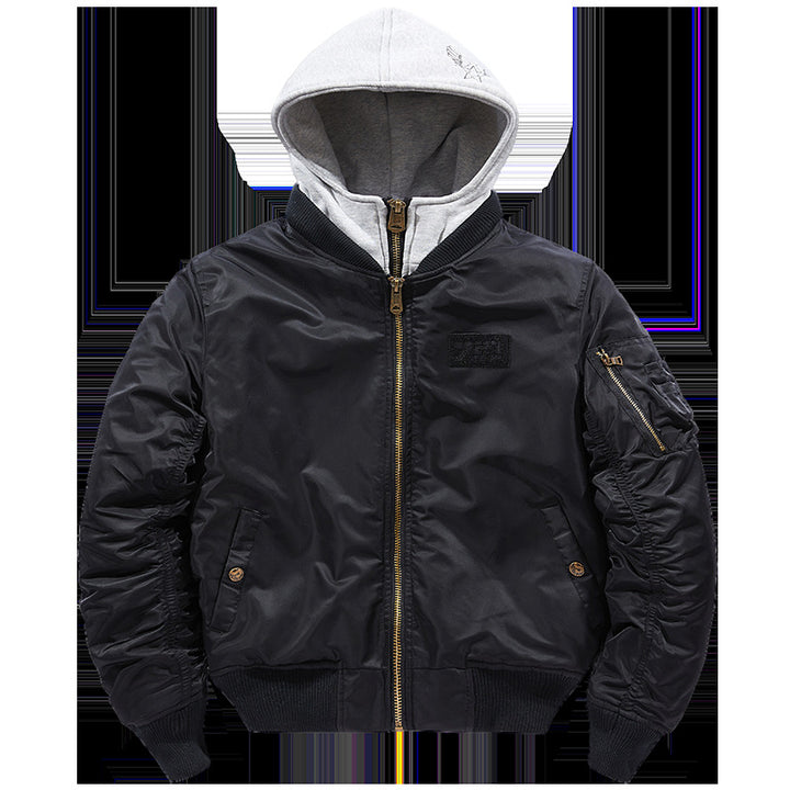 Herren Bomberjacke mit abnehmbarer Kapuze und praktischen Taschen Drune