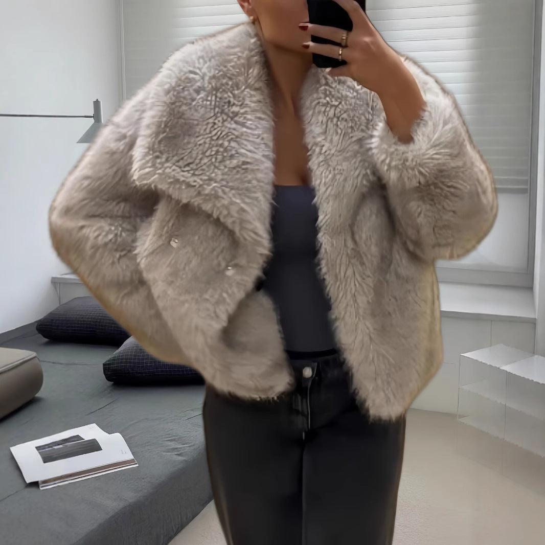 Damen kuschelige Pelzjacke Drune