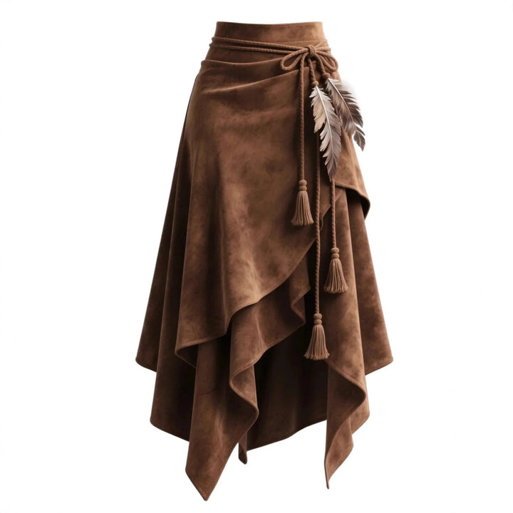 Damen Lässiger Wickelrock aus samtigem Material mit raffiniertem Schnürdetail Drune