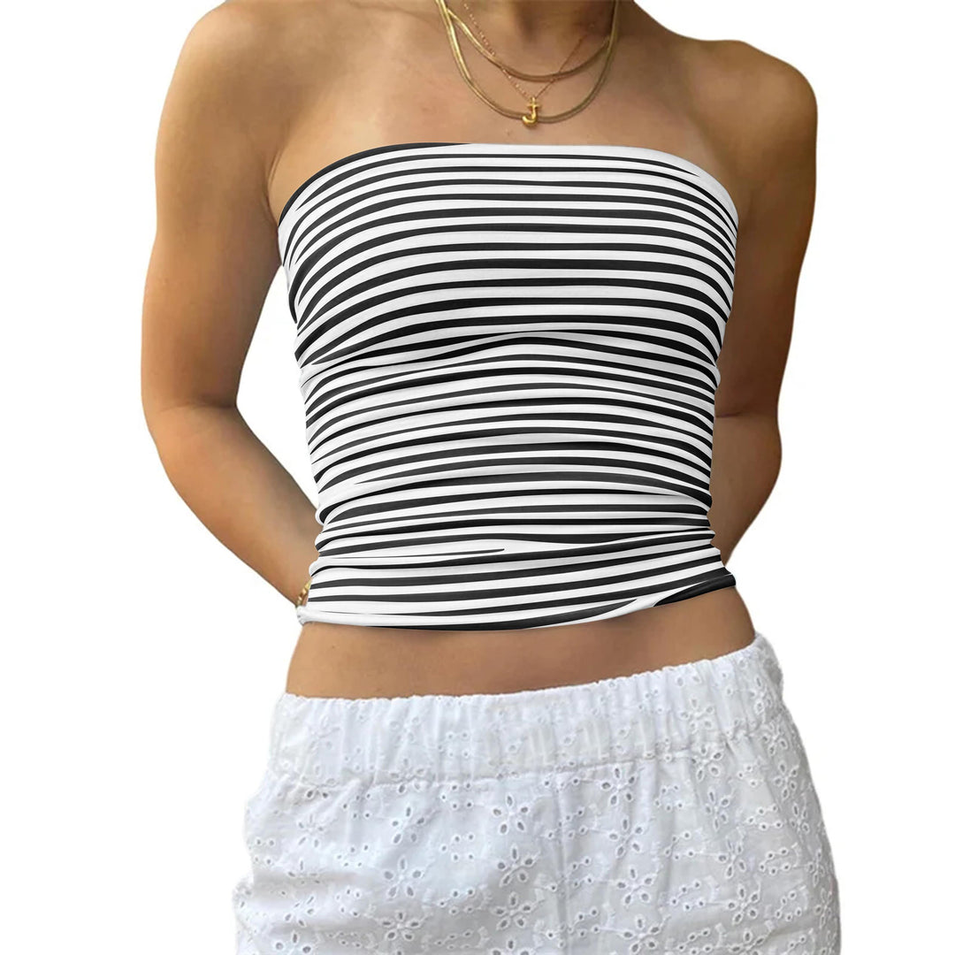 Damen Bustier-Oberteil mit feinen Streifen Drune