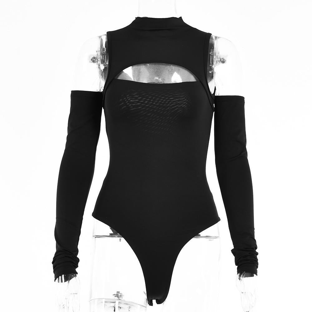 Damen Eleganter Bodysuit mit raffiniertem Ausschnitt und langen Ärmeln Drune