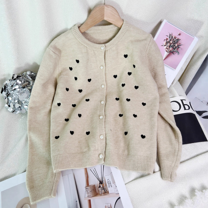Damen Herzmotiv Pulloverjacke Drune