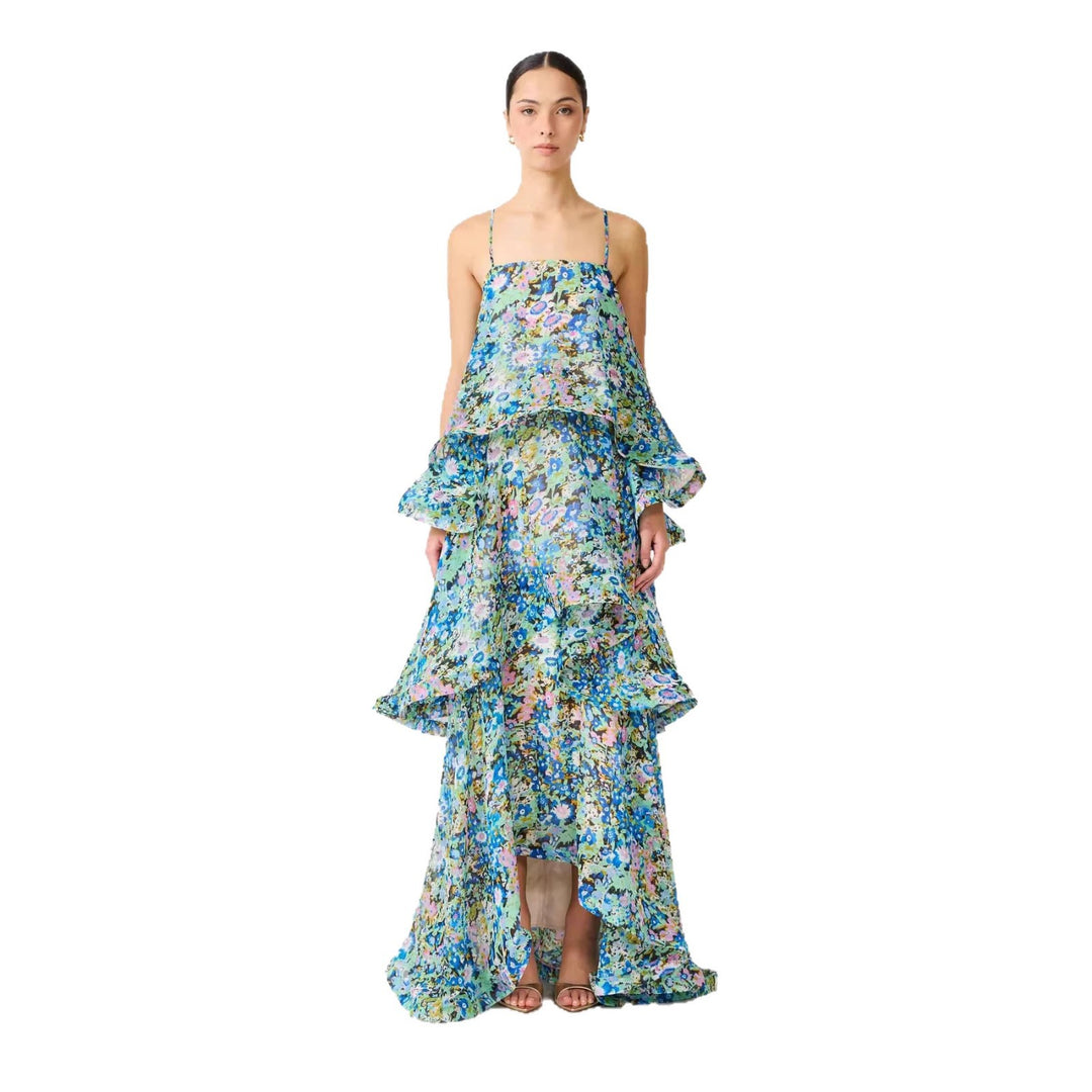 Damen Maxi Kleid mit Volant-details Drune