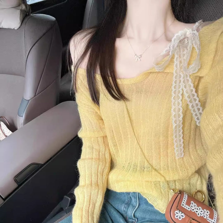 Damen modischer Strickpullover mit lässigem Schnitt und feinem Rippdesign Drune