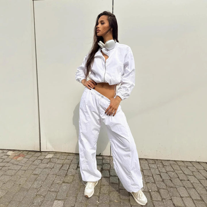 Damen Sportliche Windbreaker Jacke mit hohem Kragen Drune
