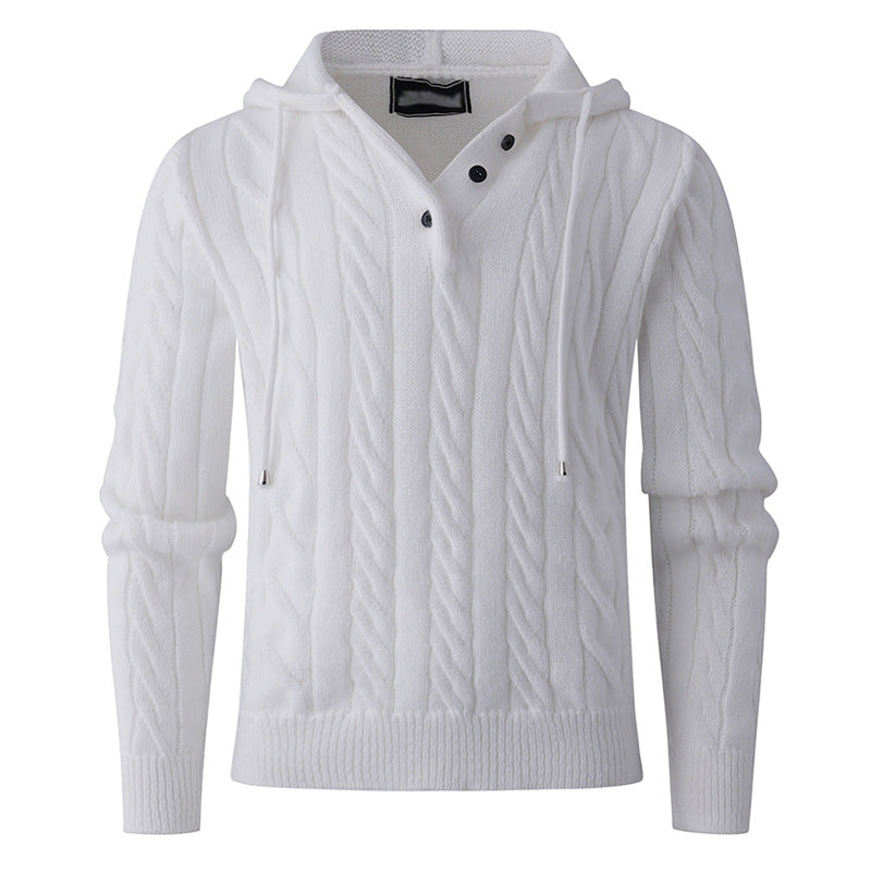 Herren Strickpullover mit Kapuze und Zopfmuster Drune