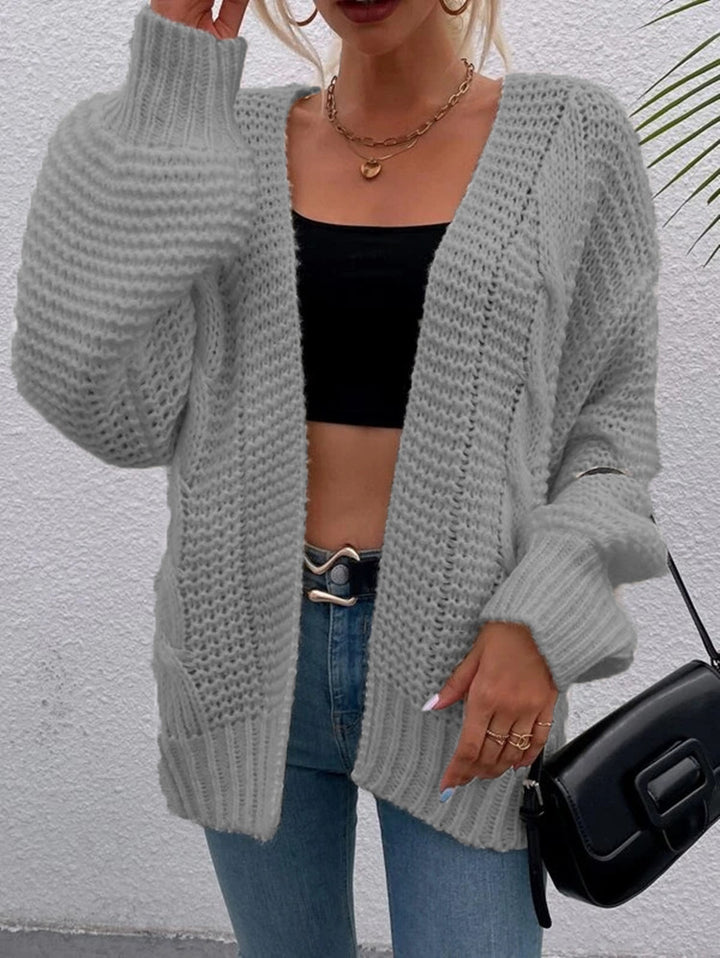 Damen Grobe Strickjacke mit offenem Schnitt und praktischen Taschen Drune