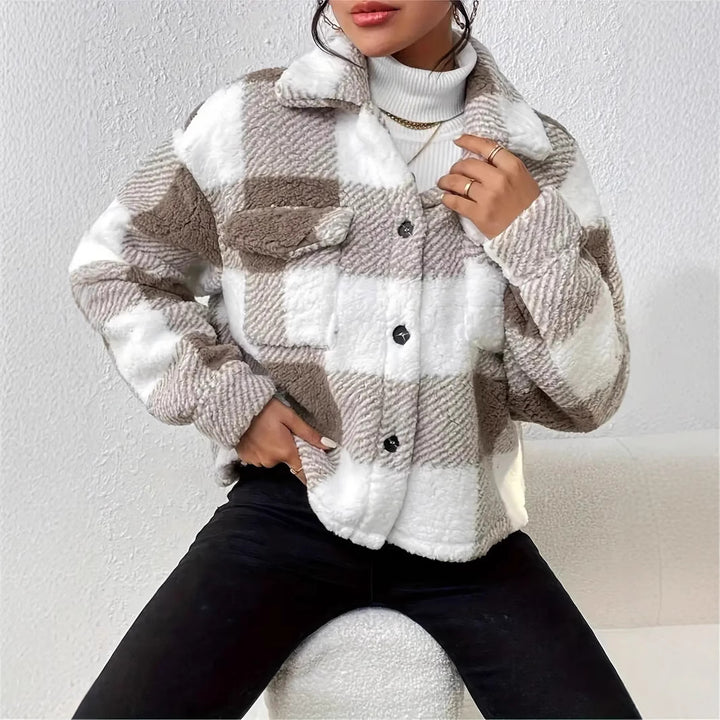 Damen Kuschelige Karojacke Drune