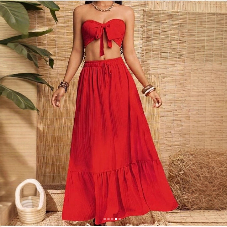 Damen Bandeau Zweiteiler mit weitem Rock Drune