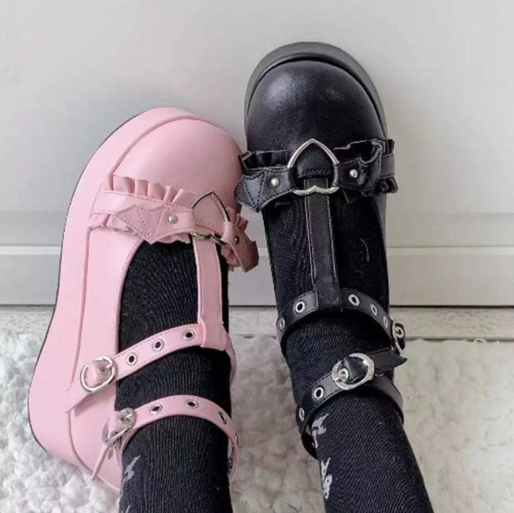 Damen Modische Mary Jane Schuhe mit verstellbaren Riemen und dekorativen Schnallen Drune
