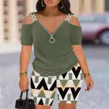 Damen Modischer Jumpsuit mit Off-Shoulder-Ausschnitt und Reißverschluss Drune