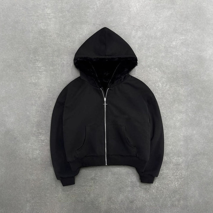 Damen Kapuzenjacke mit tierischem Fleece-Innenfutter und praktischen Taschen Drune