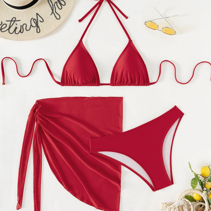 Damen Triangel-Bikini mit floralen Mustern und seitlichem Wickelelement Drune