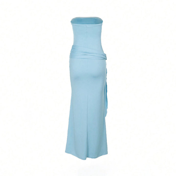 Damen Maxi-Kleid mit schulterfreiem Design und seitlichem Schlitz Drune