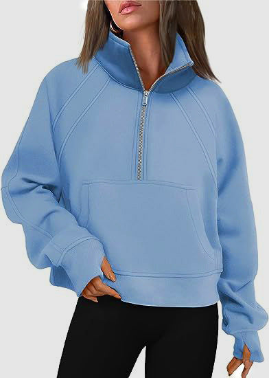 Damen Oversized Sweatshirt mit hohem Kragen Drune