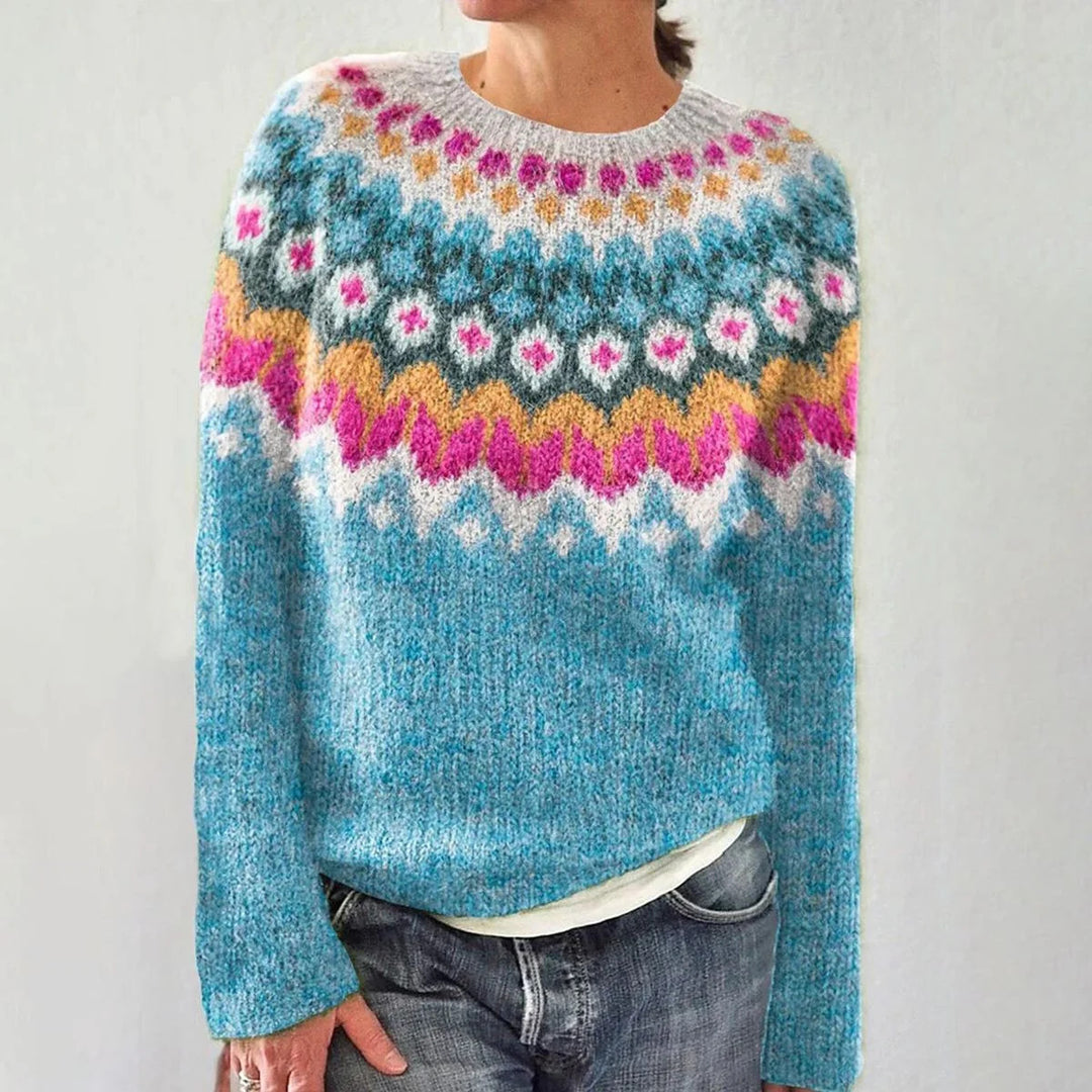Damen Strickpullover mit lebhaftem Muster und komfortablem Schnitt Drune
