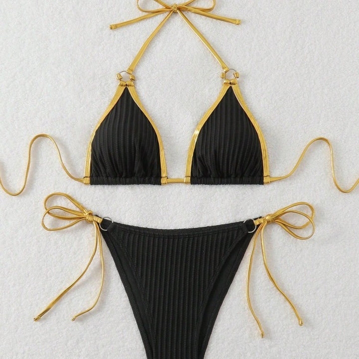 Damen Bikini-Set mit glänzenden Akzenten und verstellbaren Bindebändern Drune