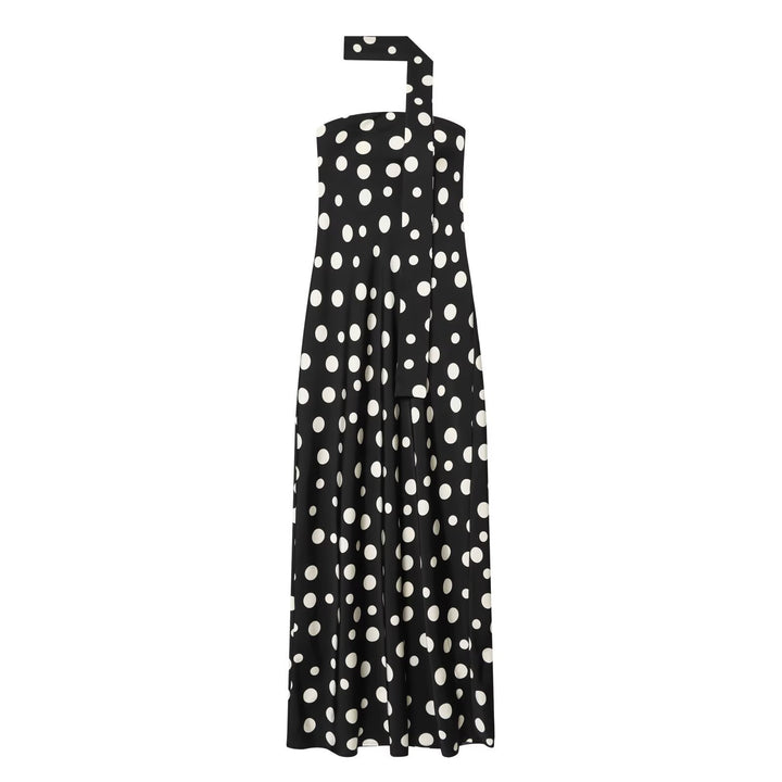 Damen Maxikleid mit asymmetrischem Träger und verspieltem Punktemuster Drune