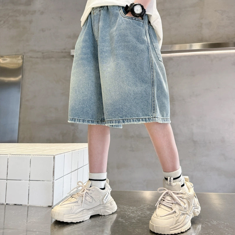 Jungen lässige Denim-Shorts mit Cargo-Taschen Drune