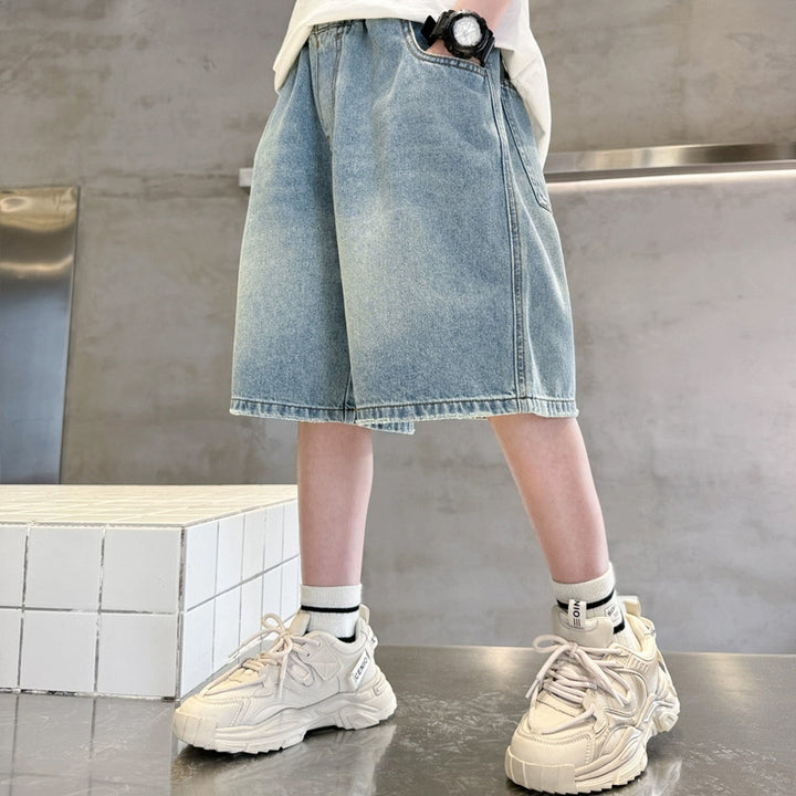 Jungen lässige Denim-Shorts mit Cargo-Taschen Drune