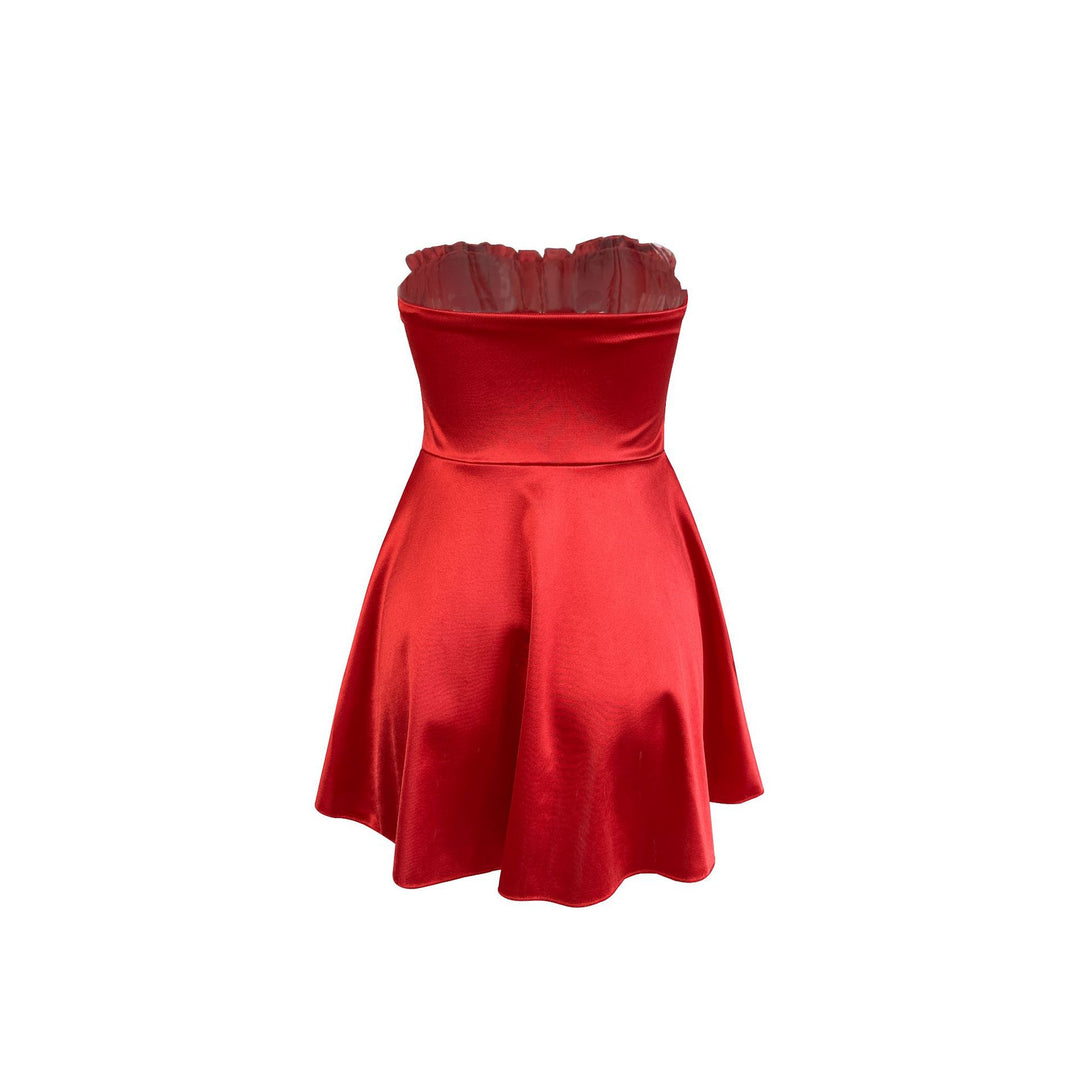Damen trägerloses Minikleid mit Raffungen und figurschmeichelndem Schnitt Drune