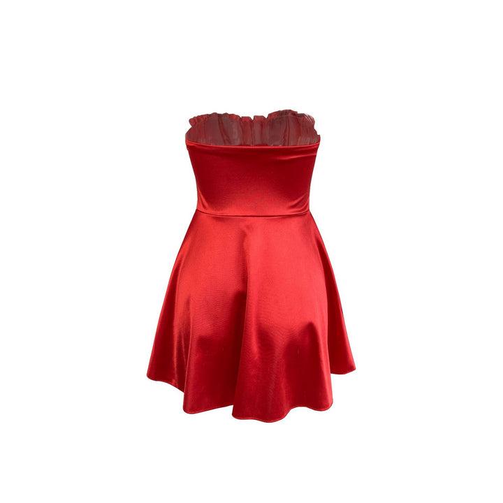 Damen trägerloses Minikleid mit Raffungen und figurschmeichelndem Schnitt Drune