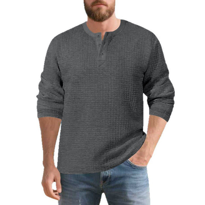 Herren Elegantes Langarmshirt mit Knopfleiste und strukturiertem Stoff Drune