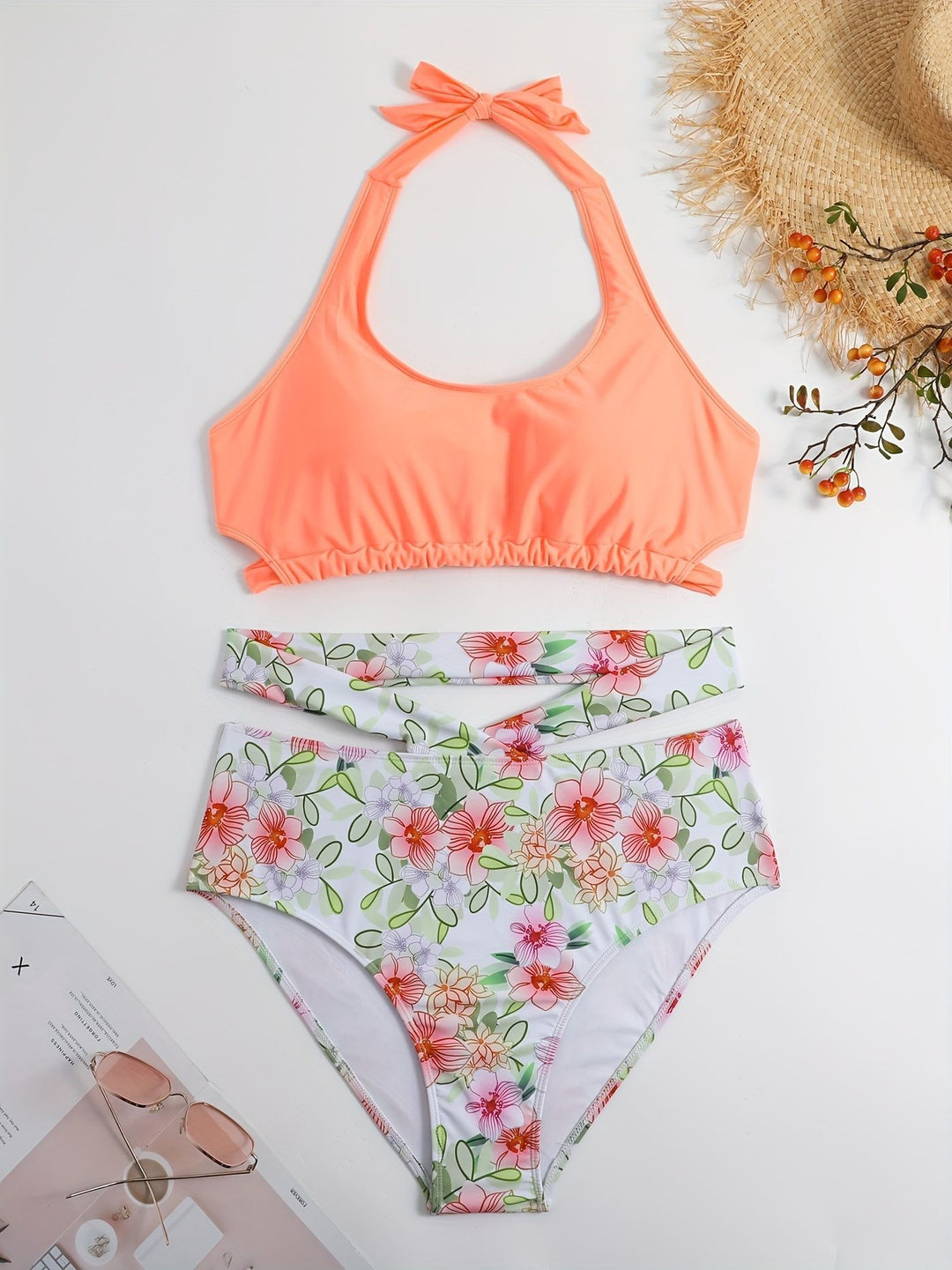 Damen Sportlich elegantes Bikini-Set mit floralem Design Drune